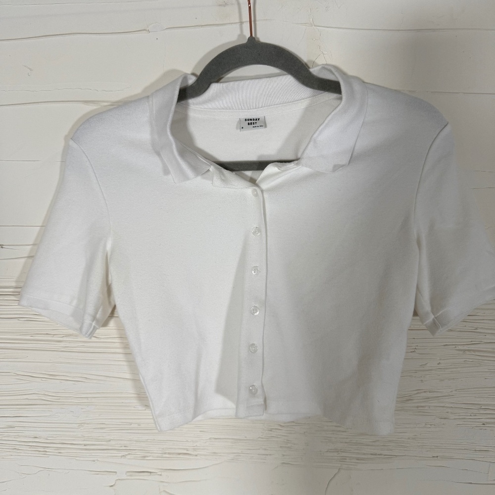 Aritzia | Sunday Best | Polo Cropped Shirt | Size S - Picture 2 of 5